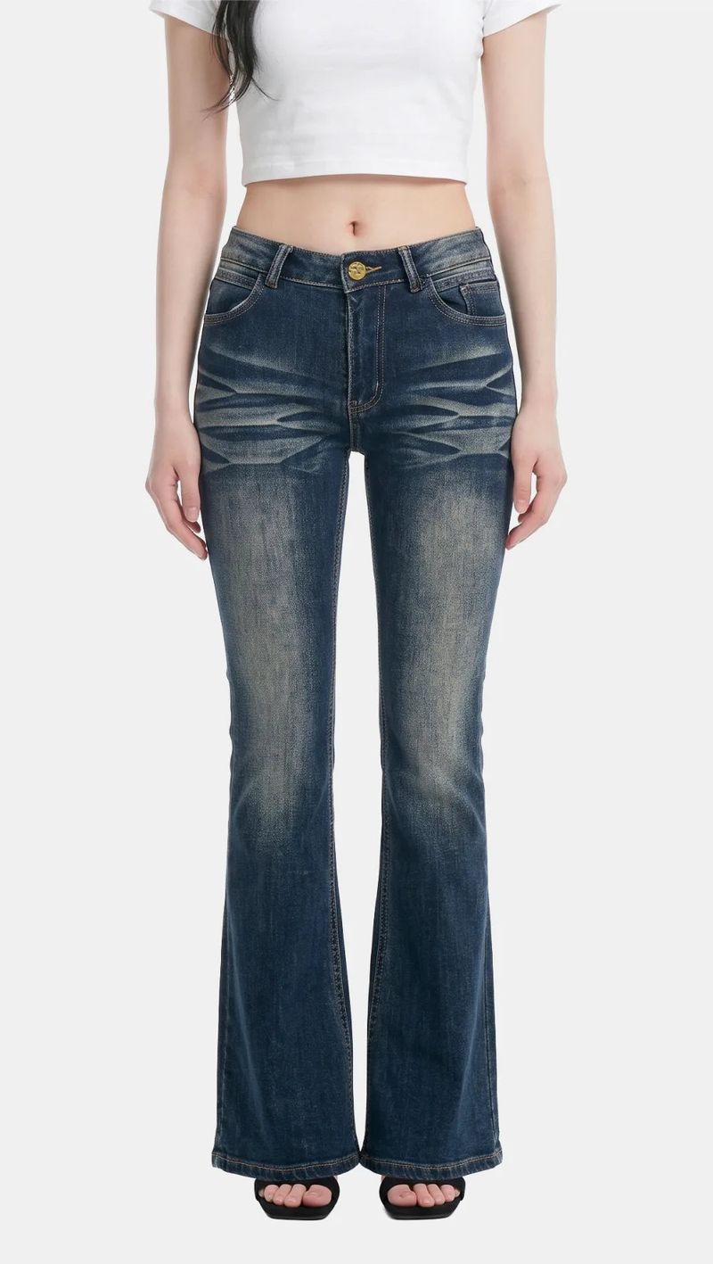 Vintage Washed Bootcut Denim Jeans