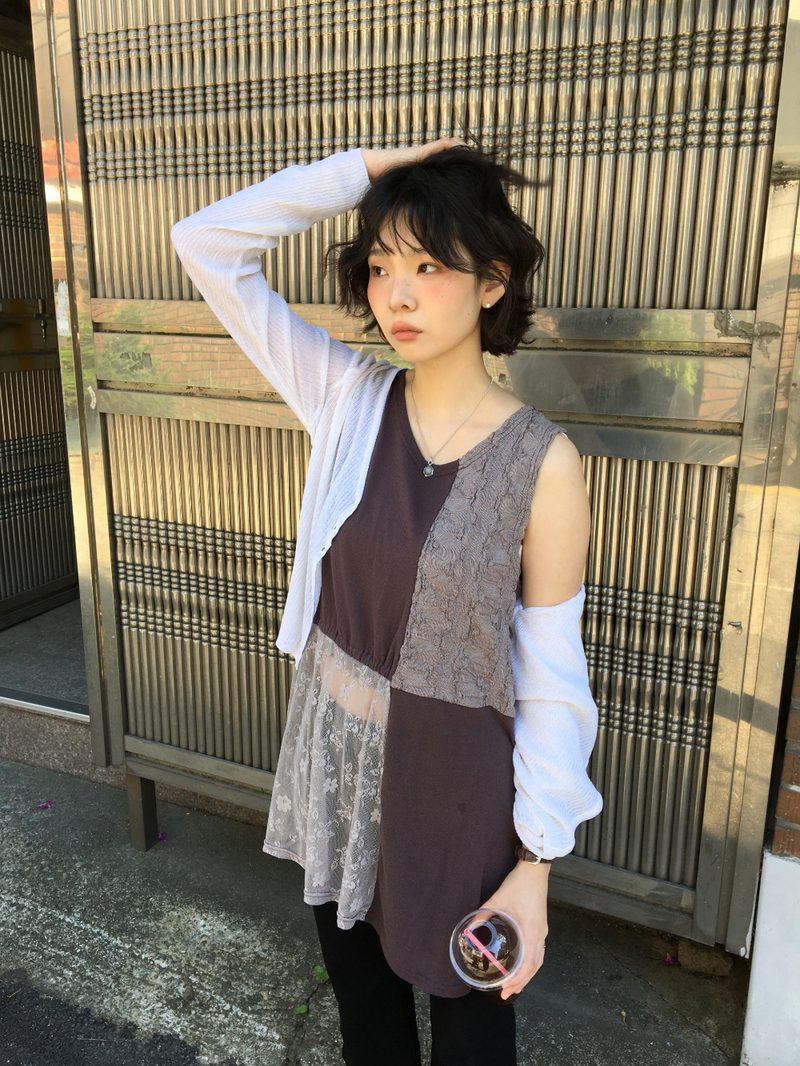 Loen Patchwork Slip Dress (2color)