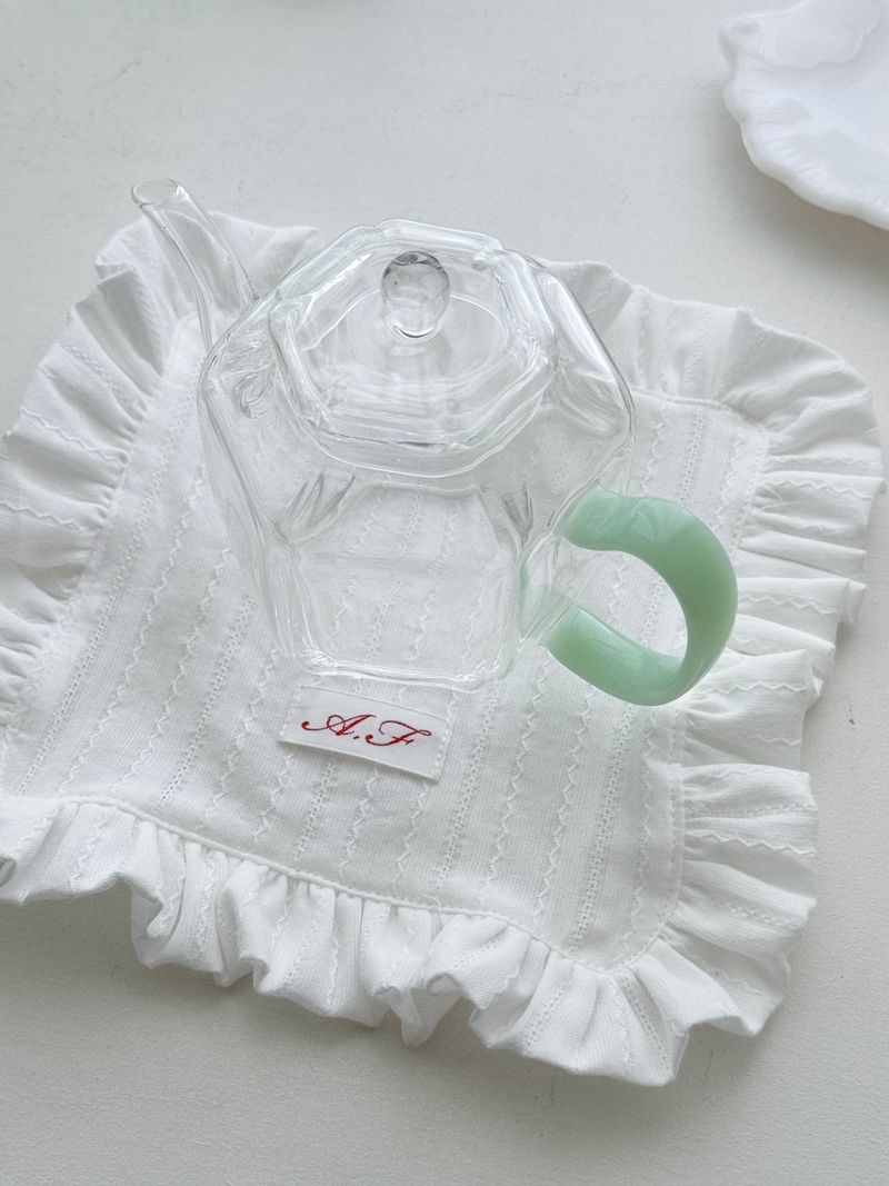 Initial Label Frill Matte Coaster Cotton Cover