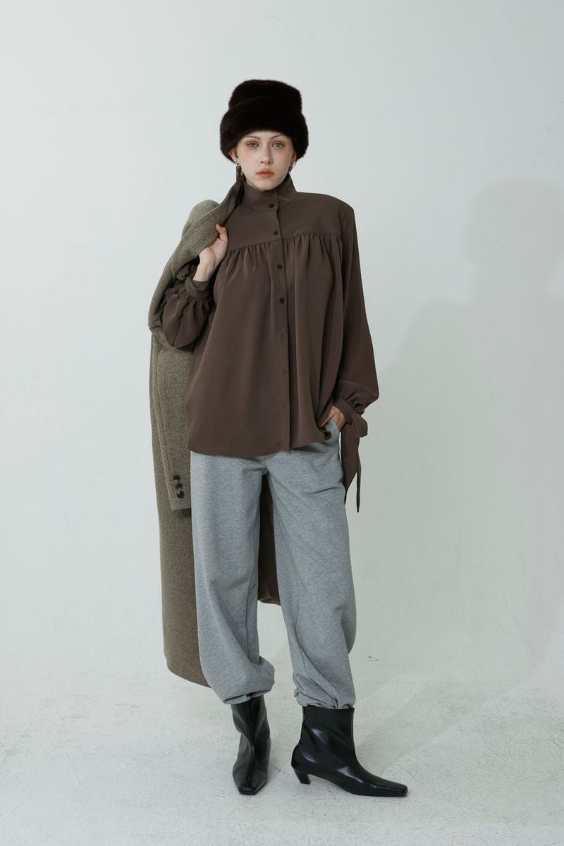 BOHEM KNOT BLOUSE_BROWN
