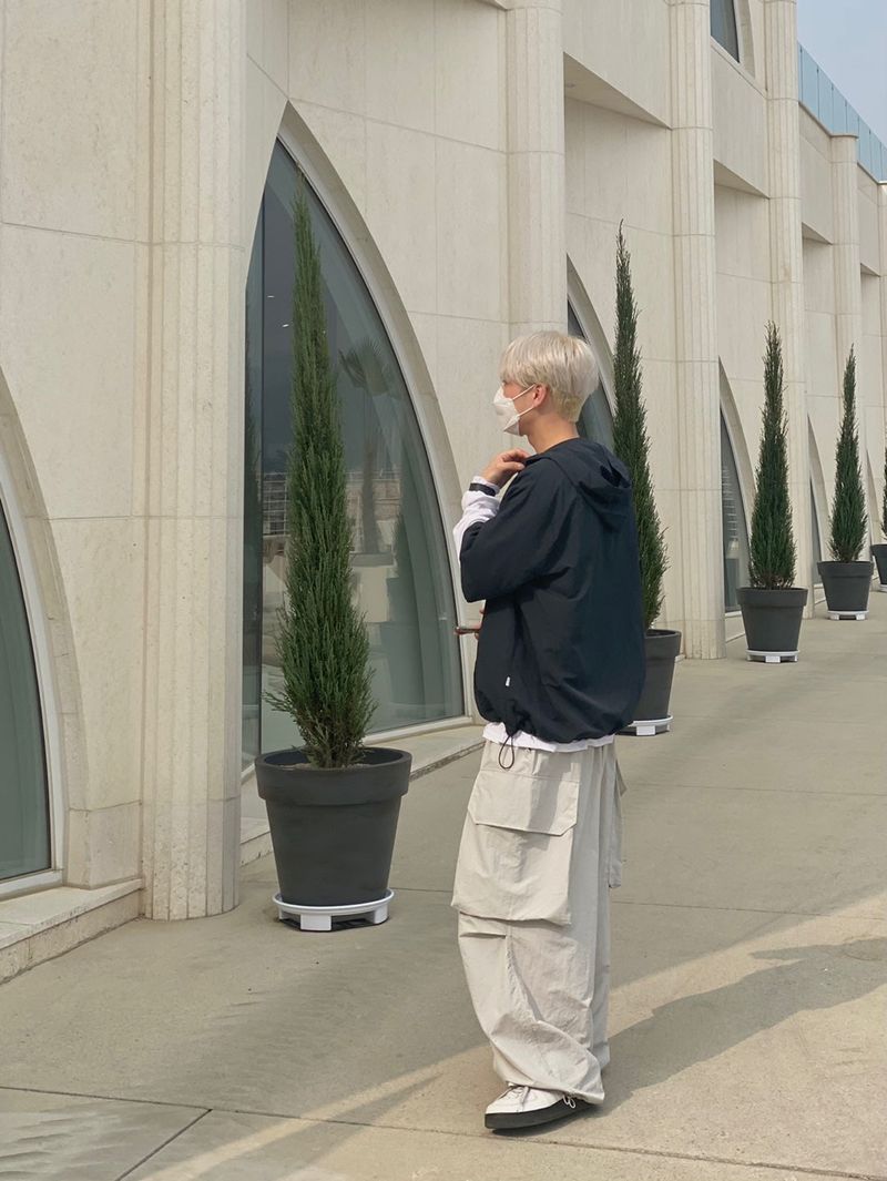 Platinum Grey Nylon Cargo Balloon Pants 2C