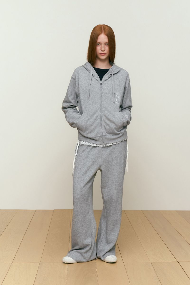WORDING APPLIQUE PANTS [MELANGE GRAY]