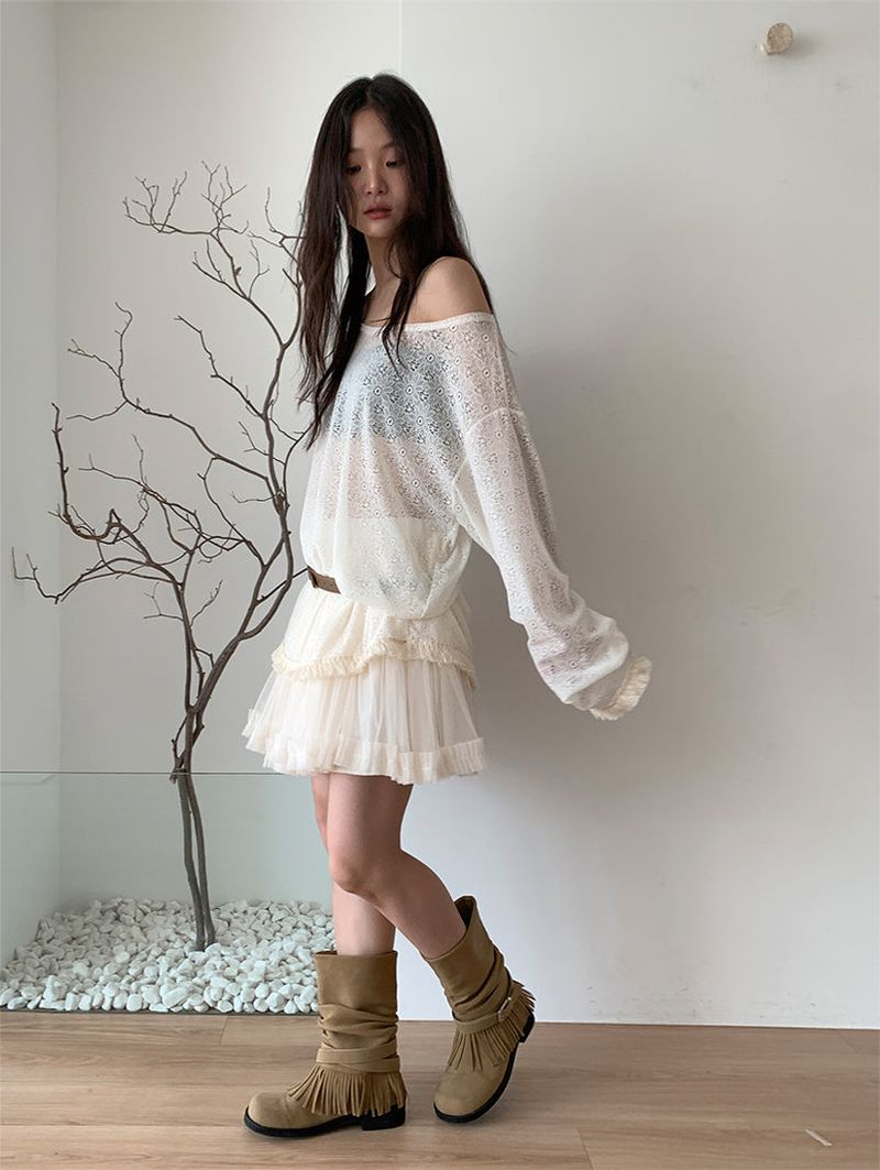 POM CHIFFON SKIRT (2C)