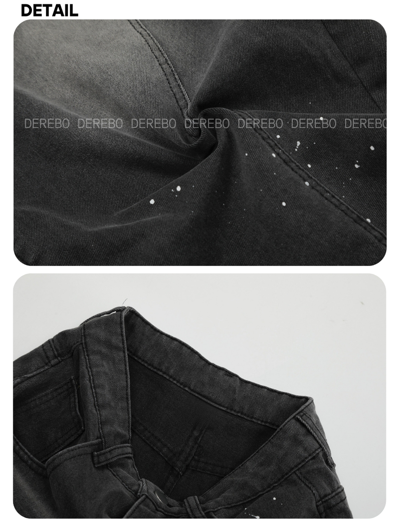 Ink Splash Wide Round Denim Pants