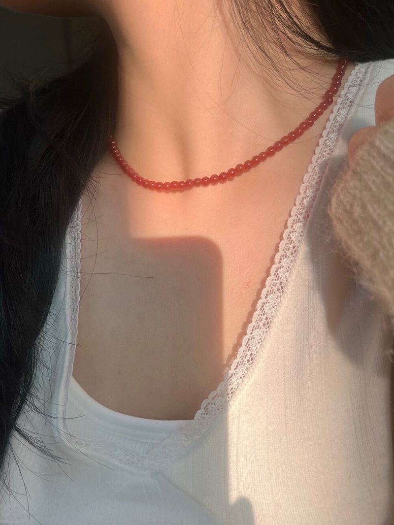 4mm Red onyx necklace