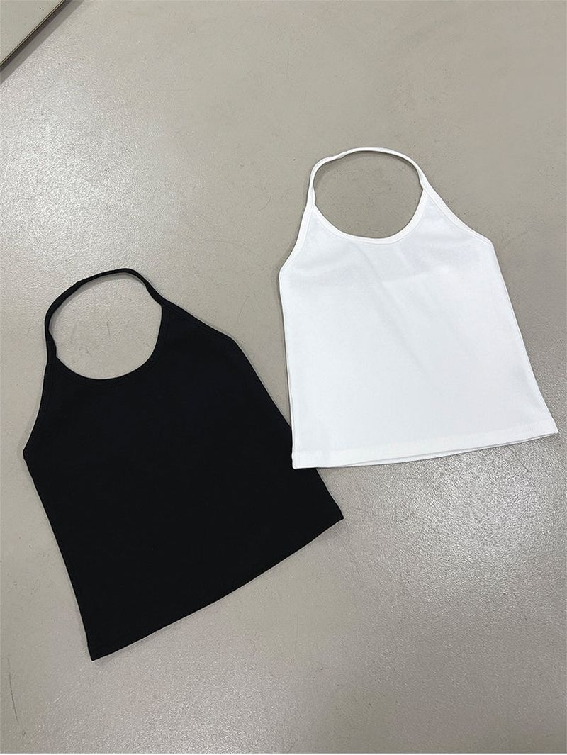 RIBBED HALTER SLEEVELESS (2COLOR)