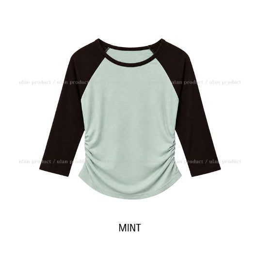 Tones Shirring Raglan Three Quarter T-shirt