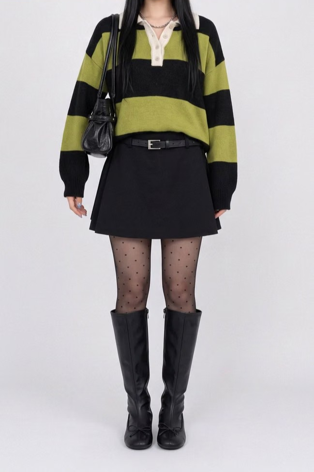 WRAP SKORT WITH LEATHER BELT (2COLORS!)