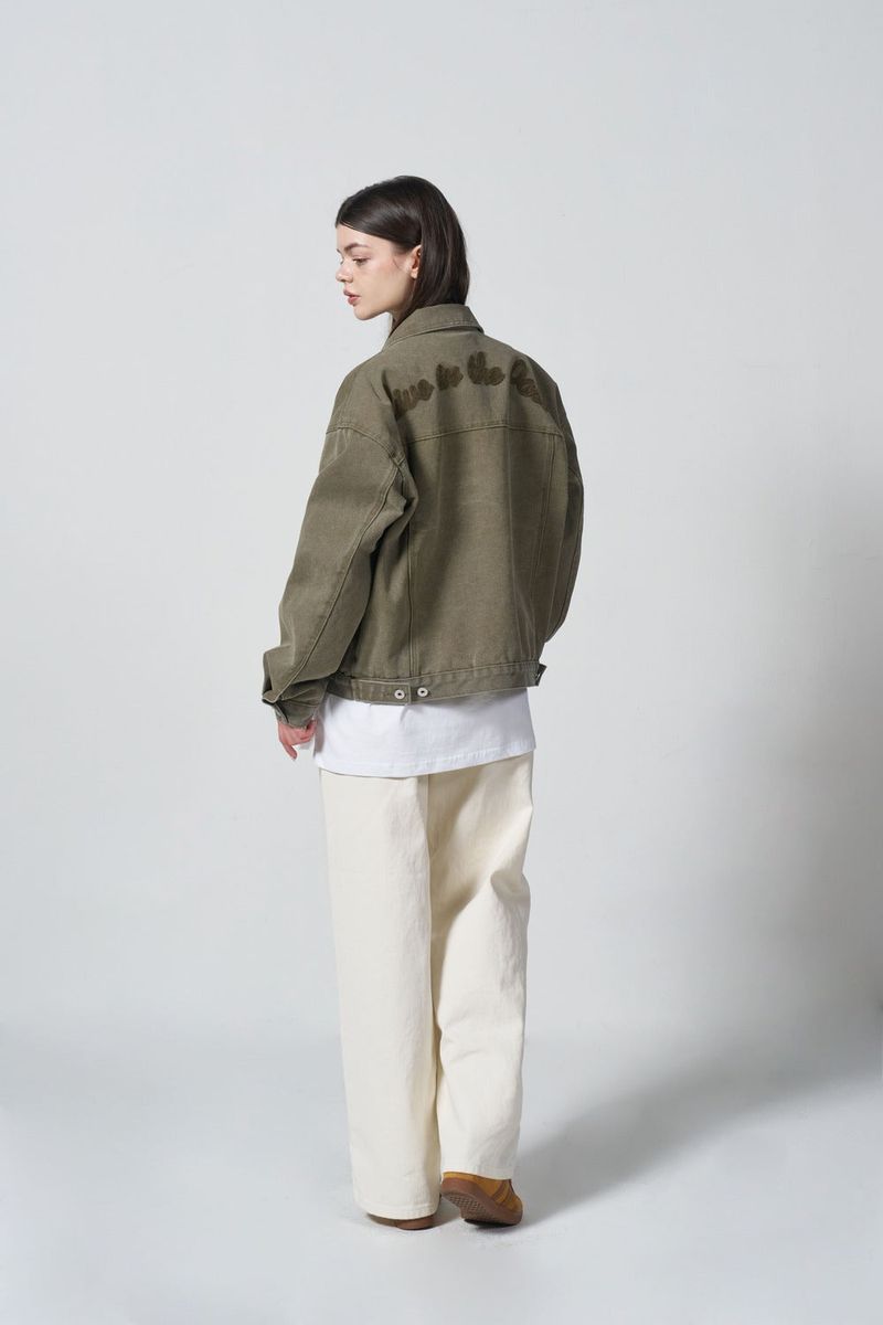 HEAVY COTTON TRUCKER JACKET - KHAKI BROWN