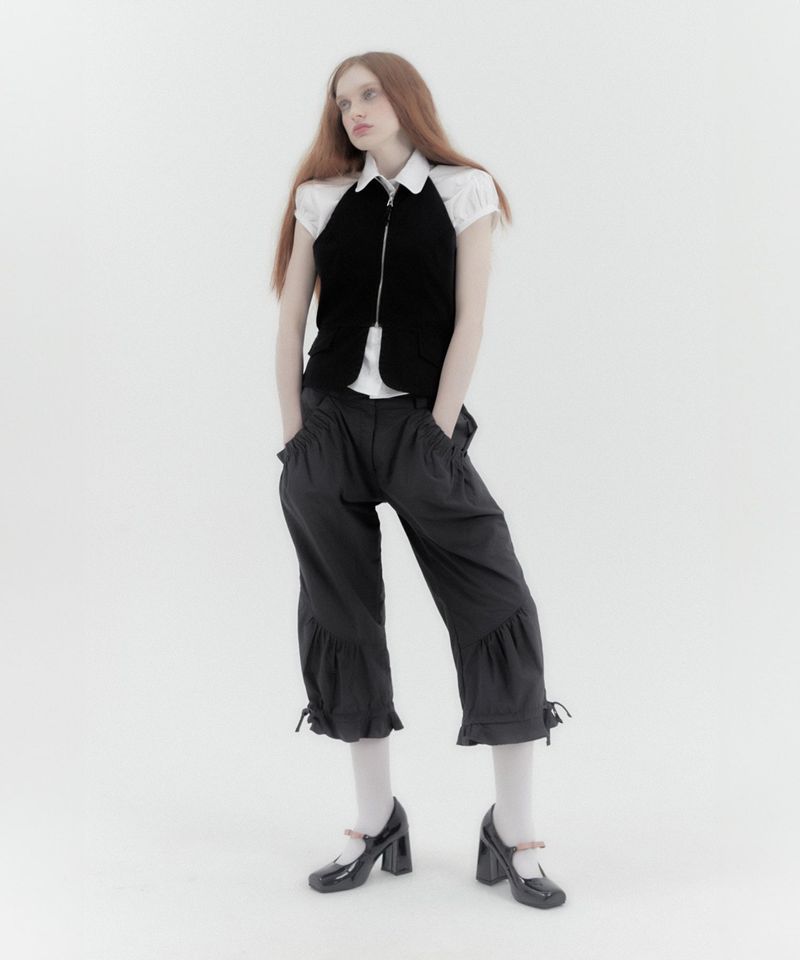 Capri Nylon Shirring Pants Gray