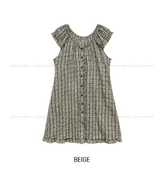 Tifo Shirred Puff Check One Piece