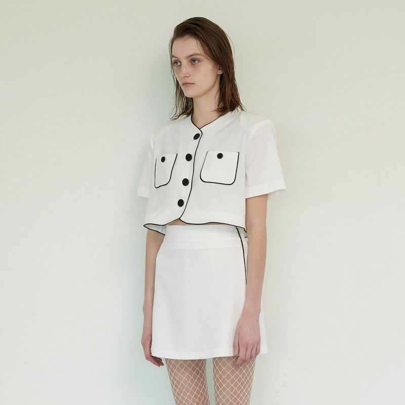  LINE BUTTON JACKET, WHITE