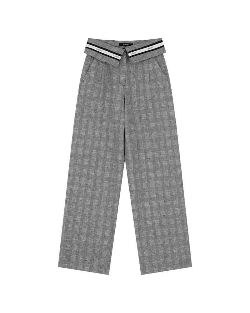 Fold Over Wide Slacks _ GREY