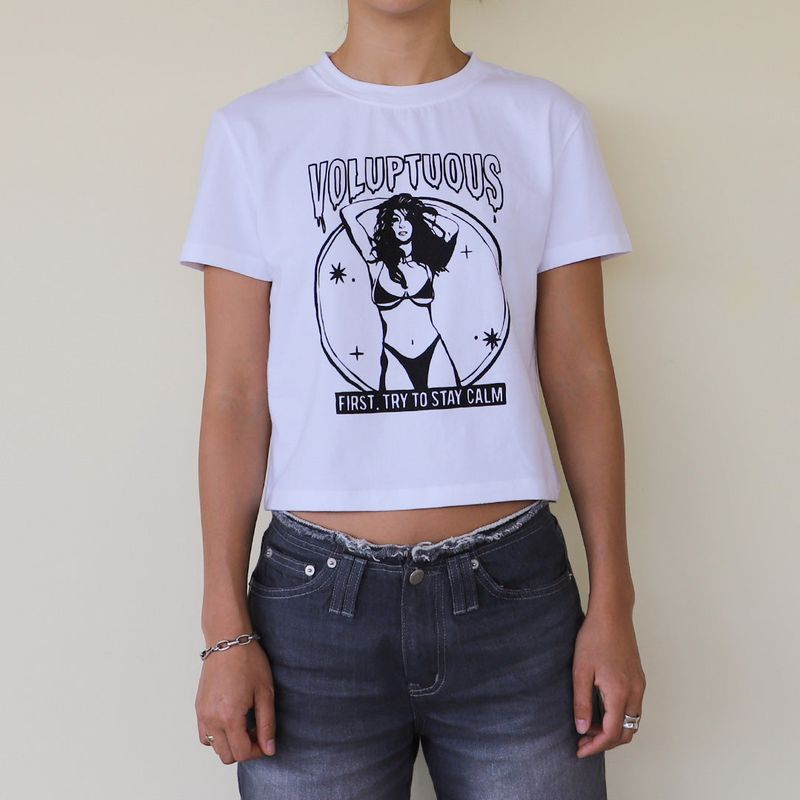 KRUCHI（クルチ）の「VOLUPTUOUS CROP T-SHIRT (WHITE)（Tops）」