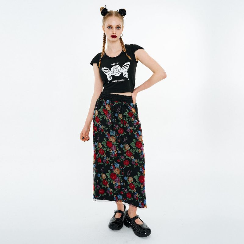 Summer Mesh Sweat Skirt [Black Rose]