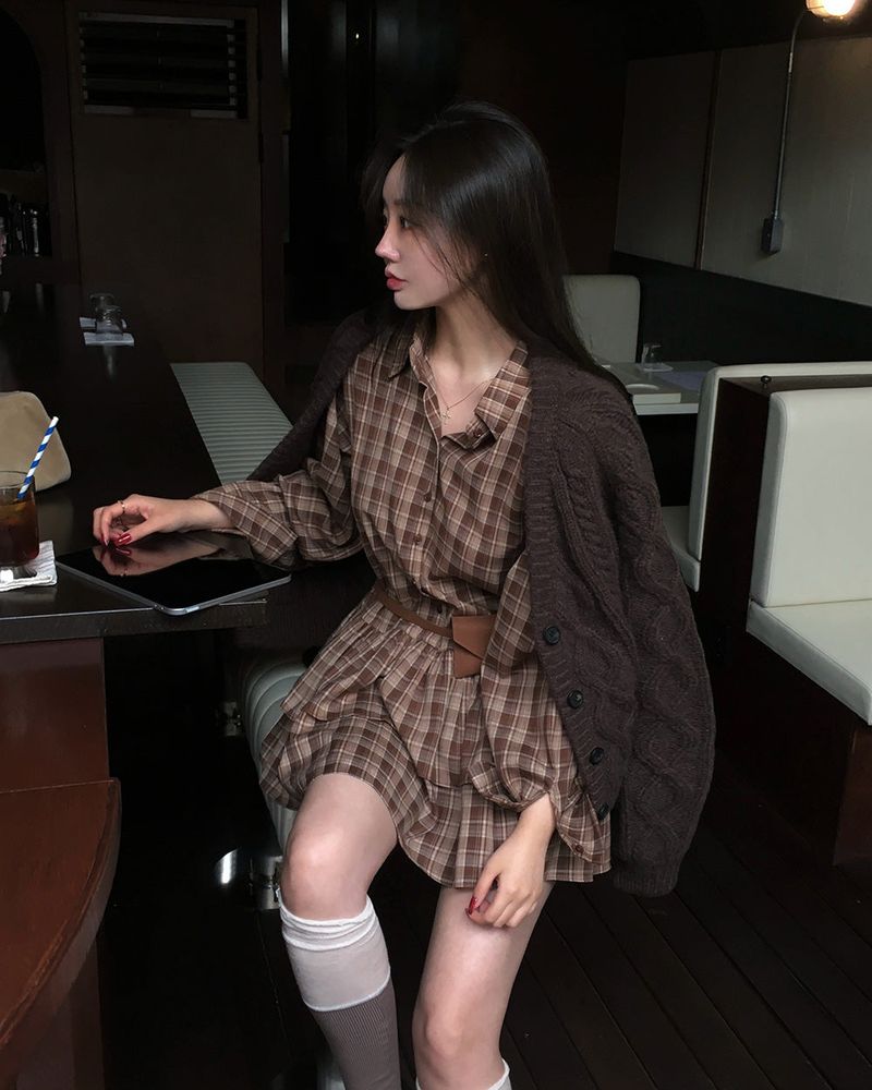 BEIDELLI（ベイデリー）の「ブラッシュフレアチェックシャツドレス（ワンピース/ドレス）」