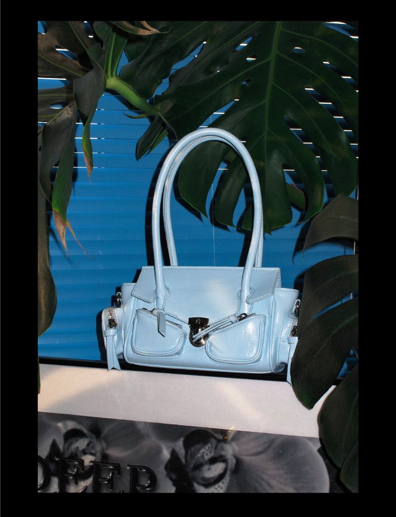 Mini Blue “MALDIVES” Oiled Leather Biker Bag