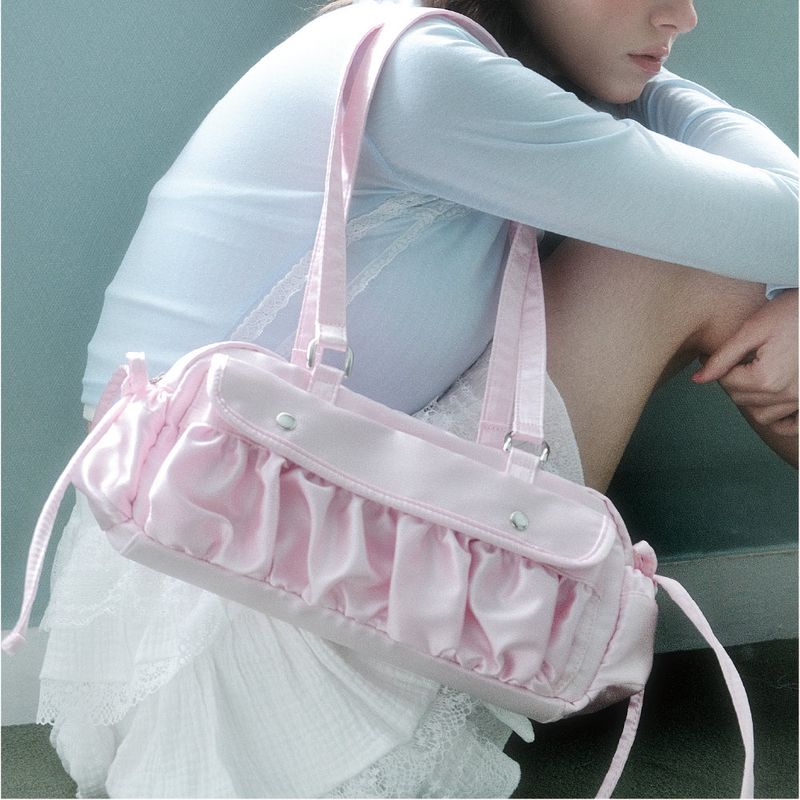 Satin shirring bag_pink