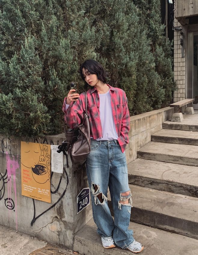 Bohemian Damage Wide Denim Pants