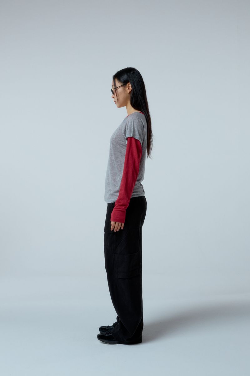 Street league blur artwork double layer long sleeve (Red)