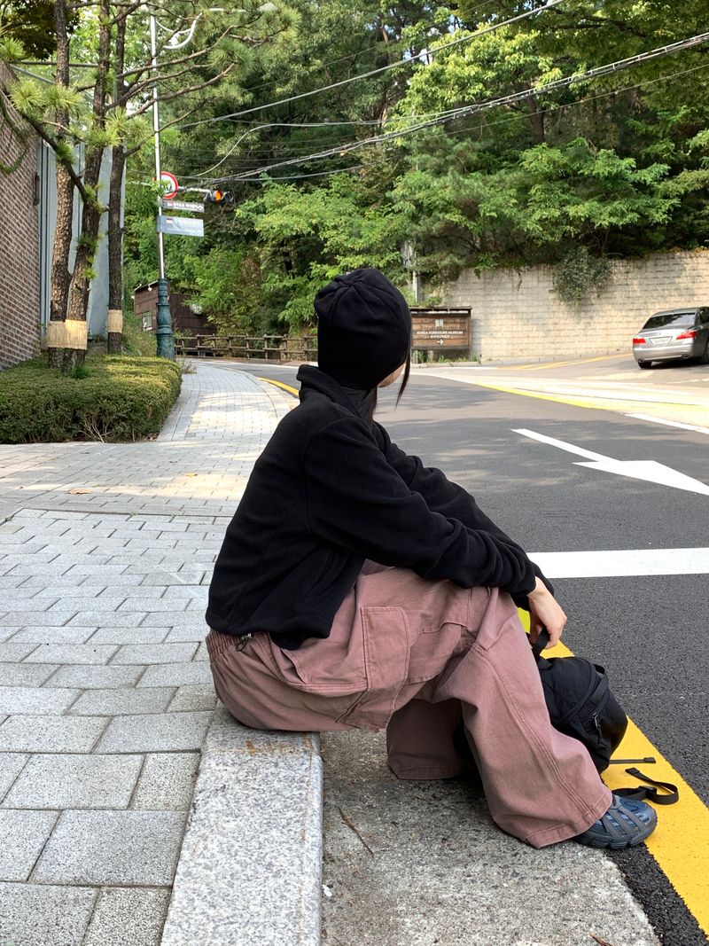 [MADE] Laco Basic String Semi-Crop Fleece Fleece Zip-up