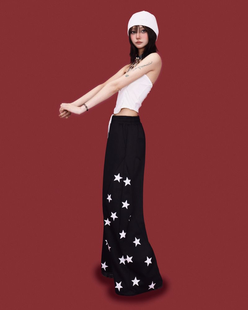 popping-star string wide pants (2color)