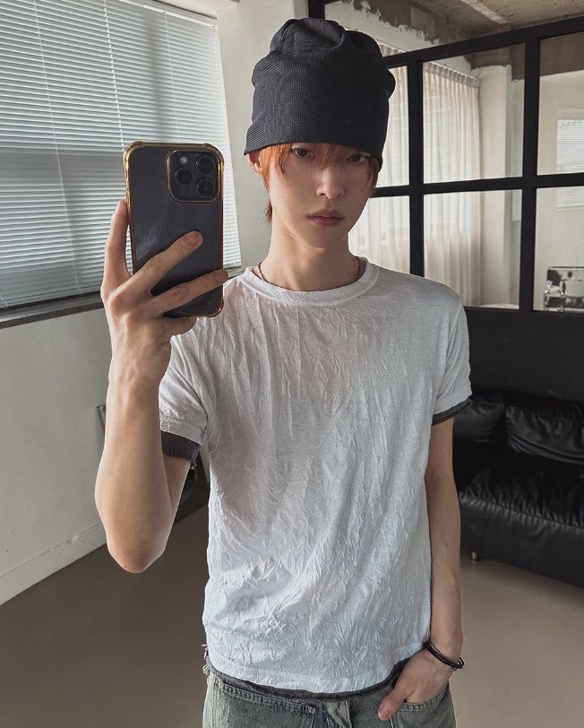 Even Wrinkle Layered Short Sleeve T-shirt