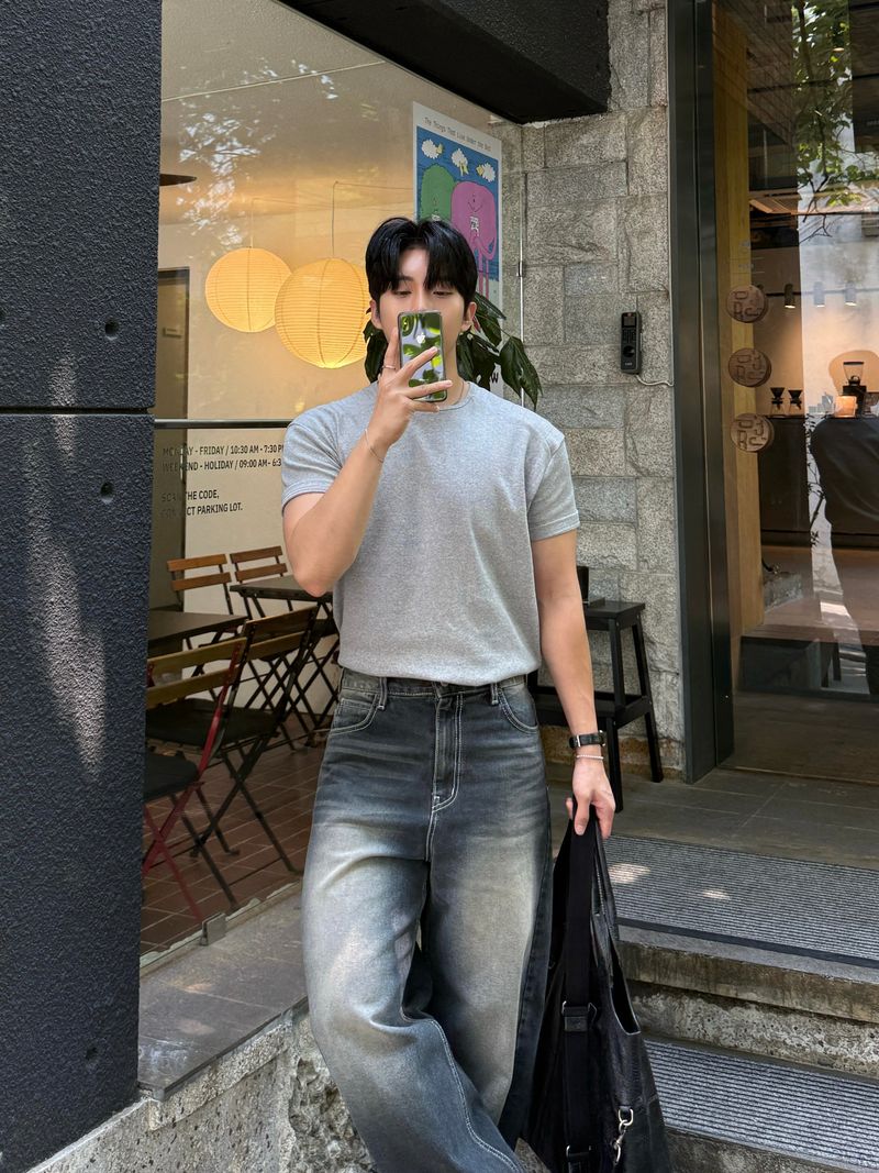 Cove banded wide denim pants