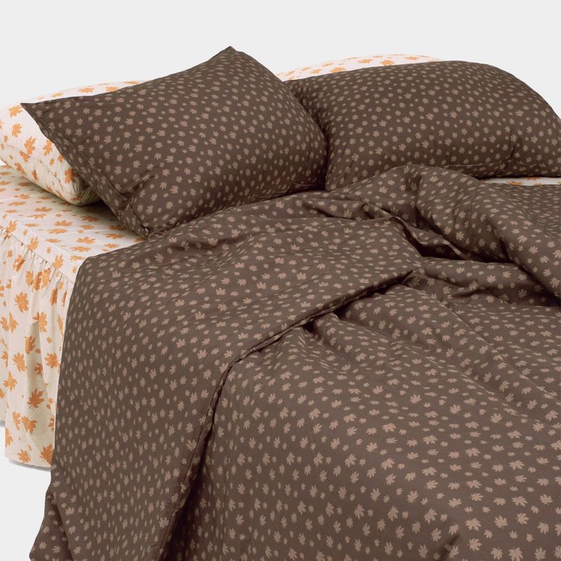 Dust-Free Maple Pattern - Brown Duvet Cover - Q size