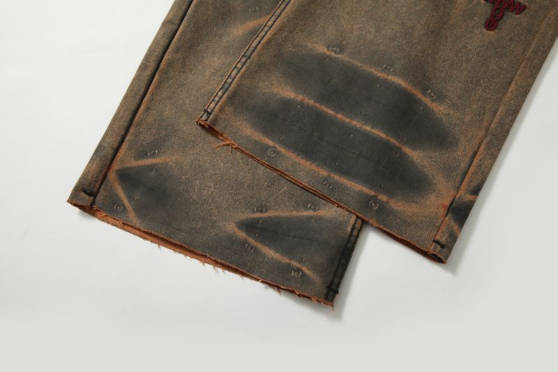 TIE SPRAYED BOOT CUT SUEDE PANTS