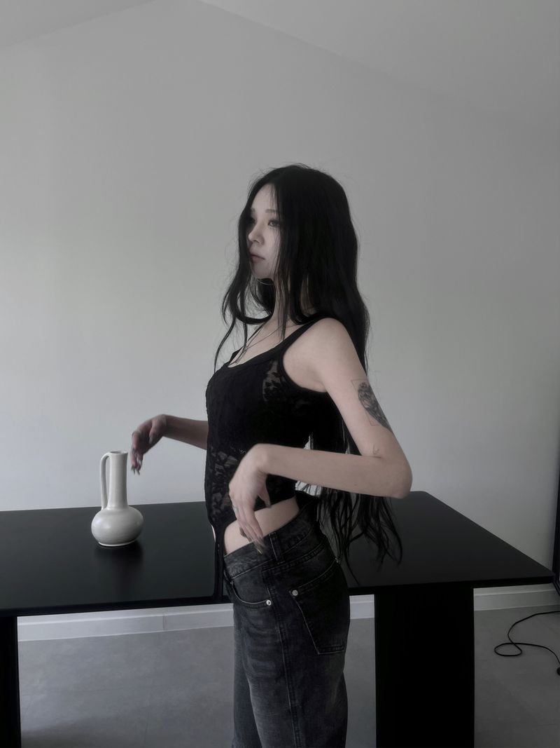 lace see-through eve top (2color)