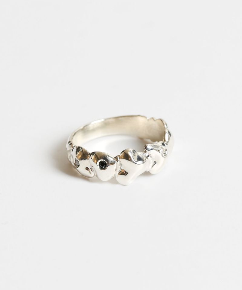 Mushroom cubic ring (WB) (925 silver)