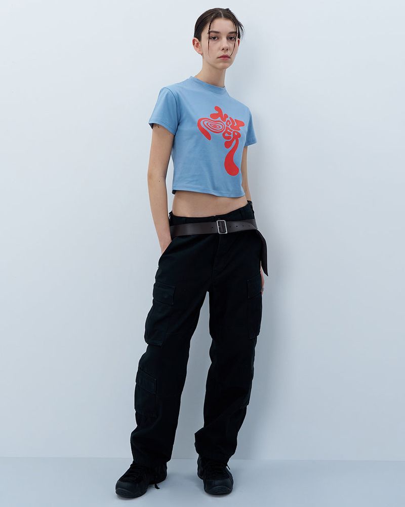 TWISTED LOGO CROP TSHIRT-BLUE