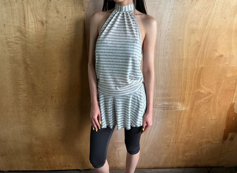 sheer stripe halter top
