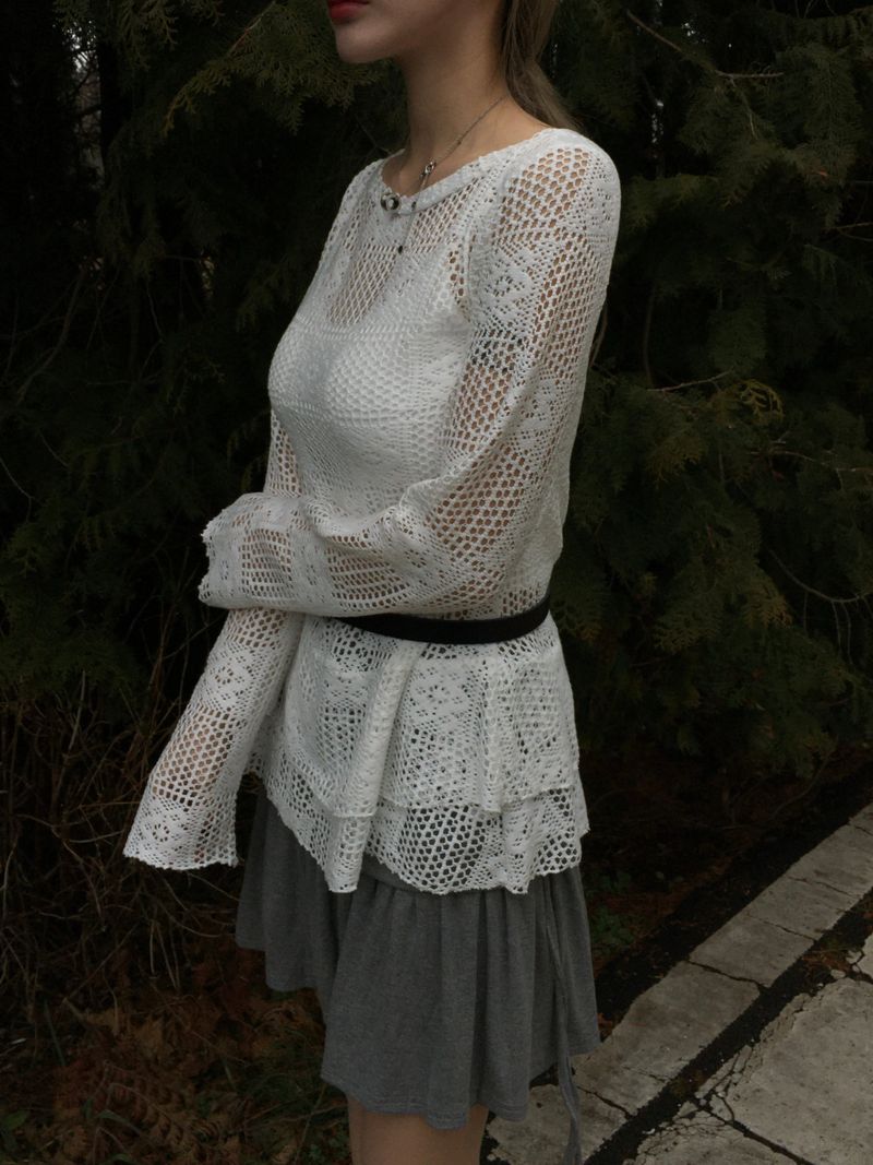 Square Lace Punching Mini Dress (3c)