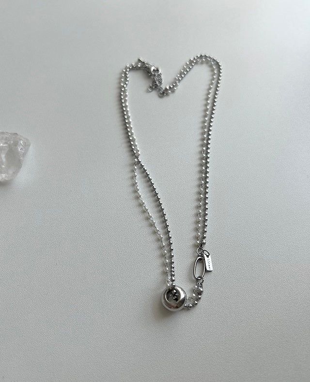 um Pearl Stainless Steel Two Lines Hip Bold Ball Layered Short Choker Wedding Necklace