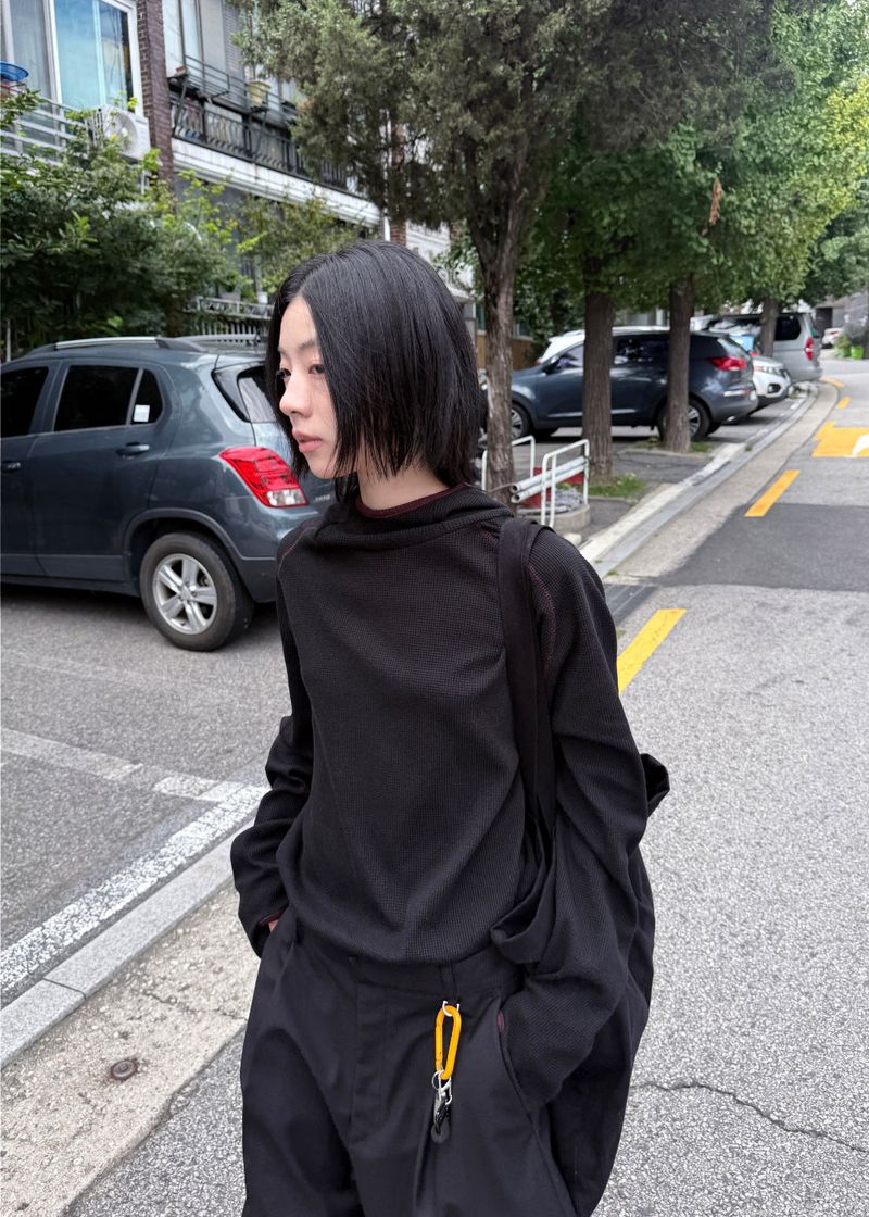 WOOHWA（ウファ）の「 RAGLAN WAFFLE HOOD（Tops）」