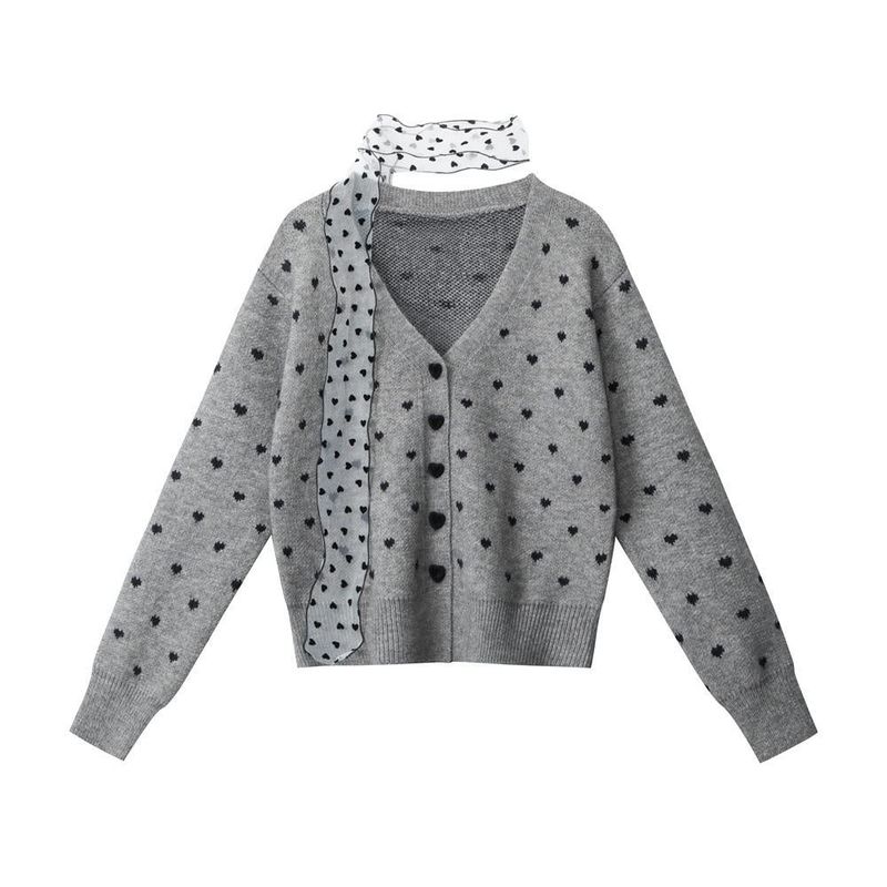 Cozy&Kitsch（コージーアンドキッチ）の「Heart Dot Scarf Cardigan 233101297（Tops）」
