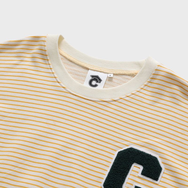 C patch Stripe Sweatshirt / Yellow [Unisex]