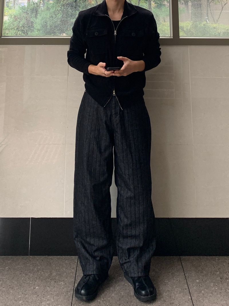 Back Pocket Raw Herringbone Balloon Denim