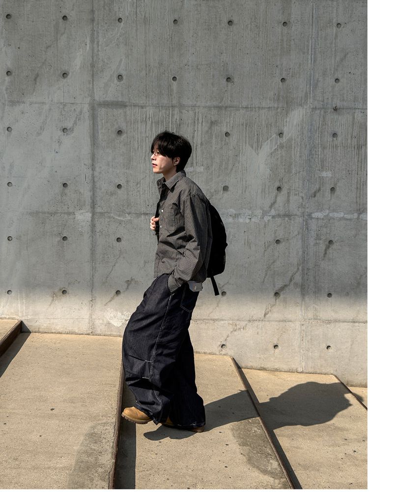 Hanel Check Flap Balloon Denim Pants