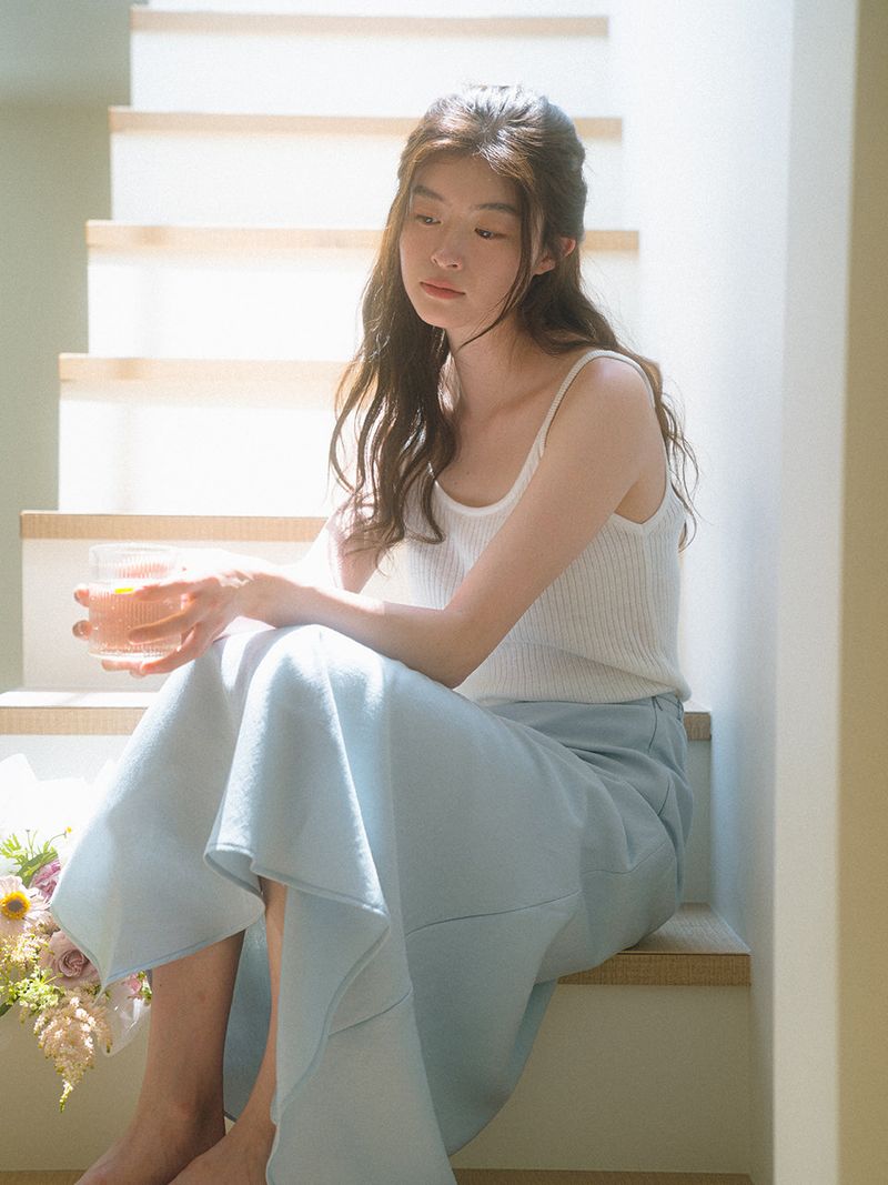 Flow Wrap Maxi Skirt - Sky blue
