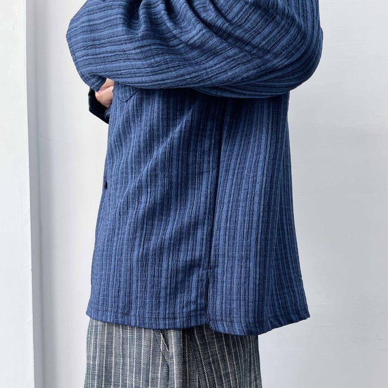 Crinkled Textured Long-Sleeve Shirt