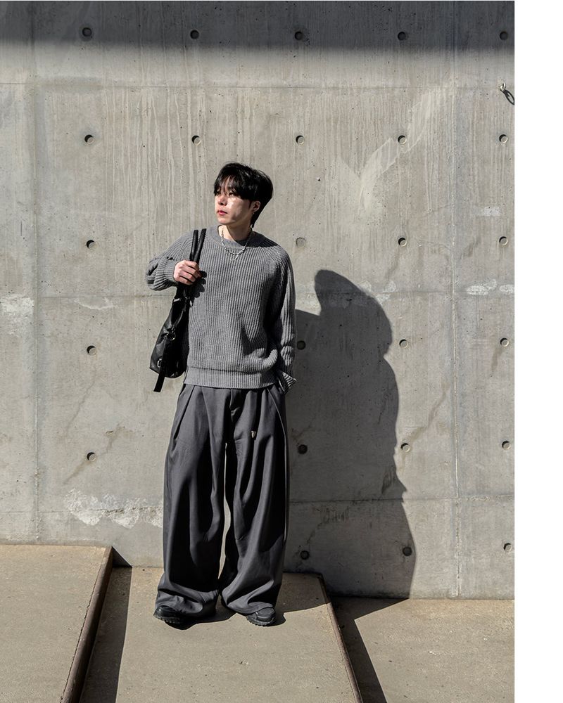 Ian Double-Pleat Wide Slacks
