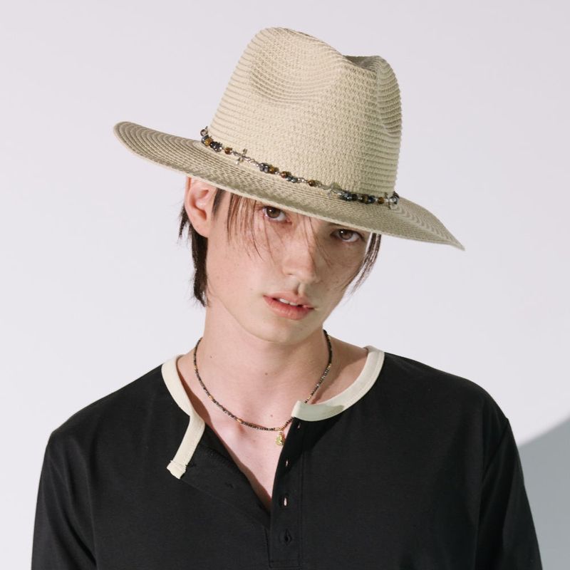 2way vintage stone cross panama hat