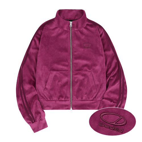 Velour Sporty Track Crop Zip-Up