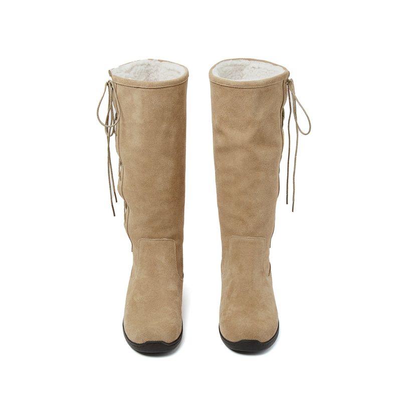 Bow 0010. Ribbon Shearling Boots - 3colors