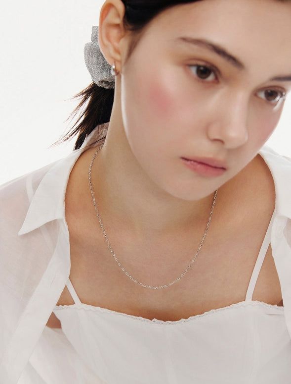 26SS★ Precise Silver (C) Double Rope Chain Necklace