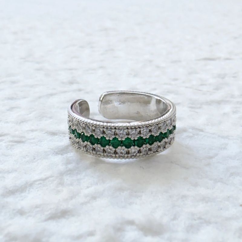 Green Crystal Band Ring