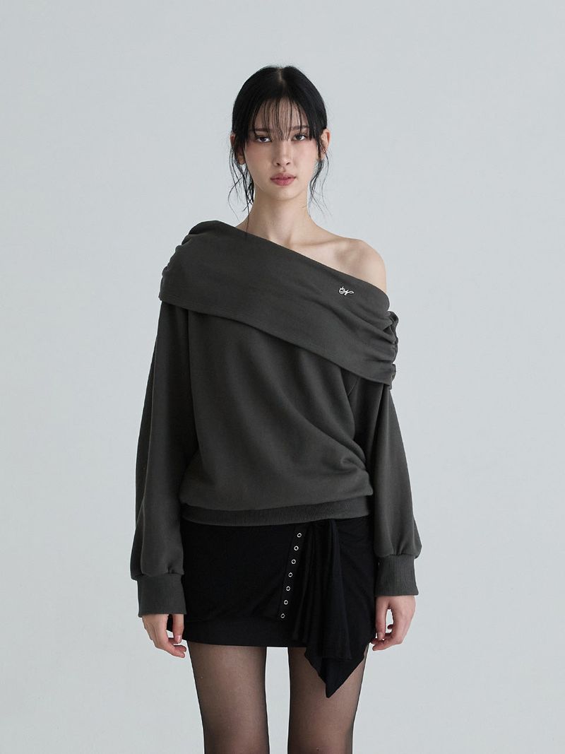 Not your rose（ノットユアローズ）の「Drape symbol sweatshirts (Charcoal)（Tops）」